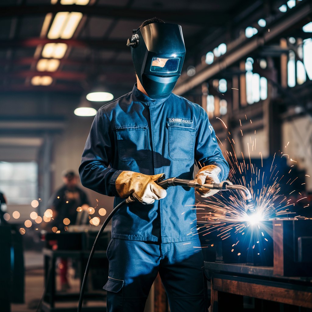 man holding welding torch